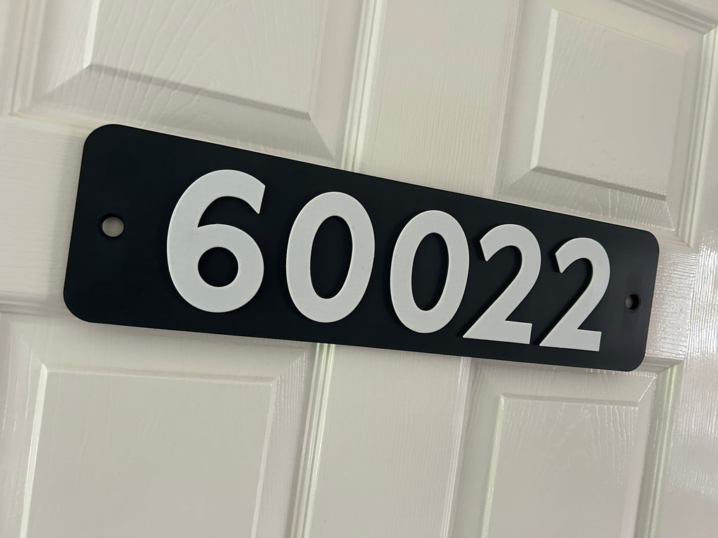 Replica Train Number Plate – choose your numbers and colours