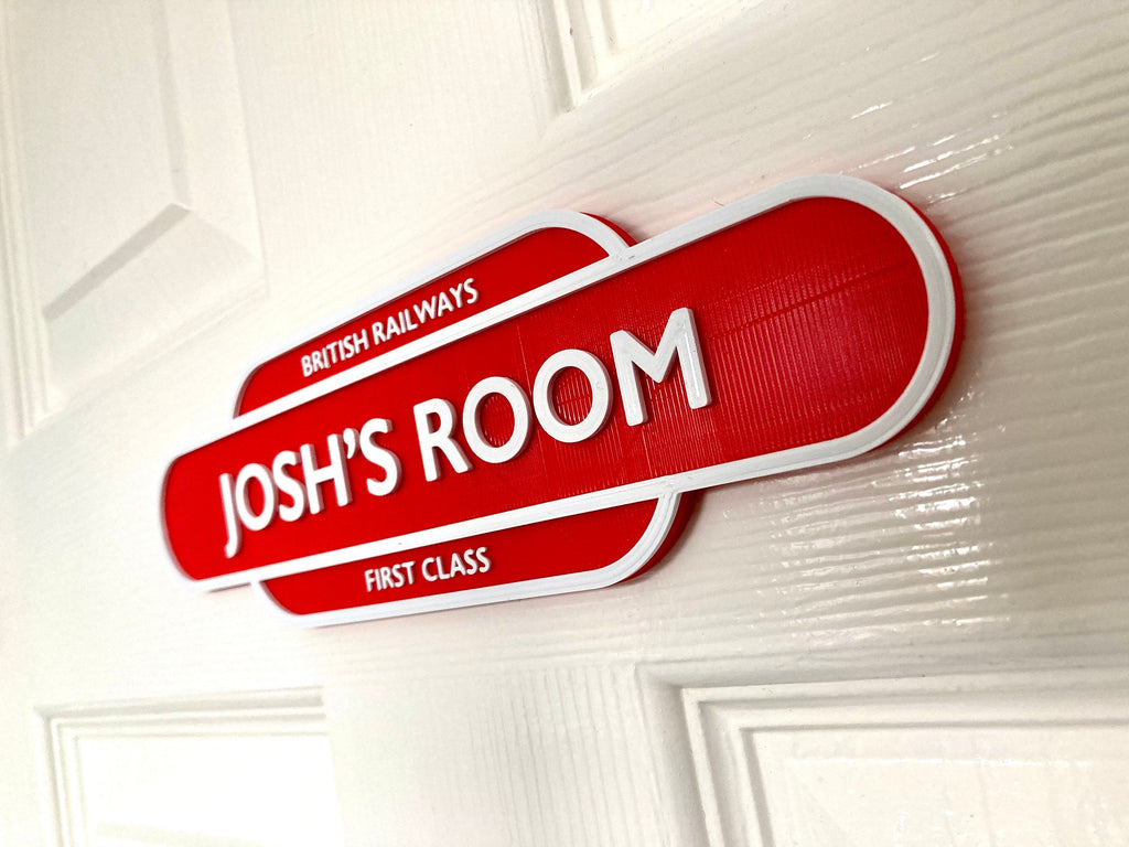 Personalised Railway Train Plaque Steam Train Totem Sign 3D printed vintage style 2 sizes!
